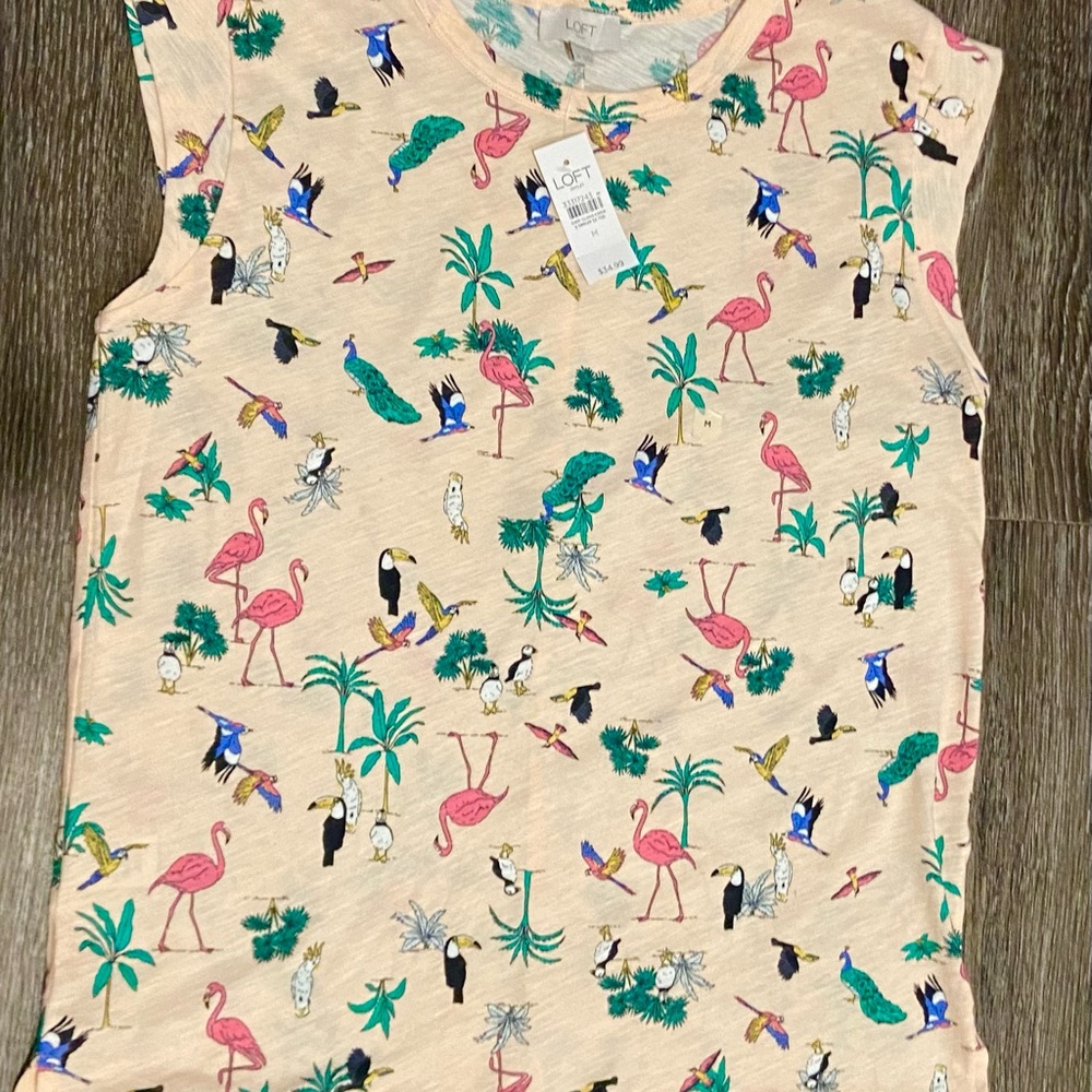 LOFT Tropical Print Sleeveless Shirt